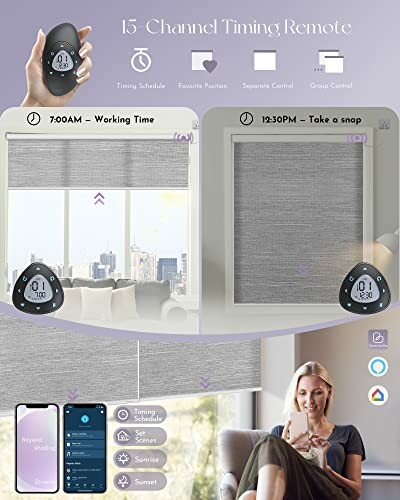 15 channel timing remote with smart blinds control features.