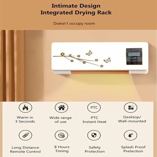 Integrated drying rack with instant heat and remote control features.