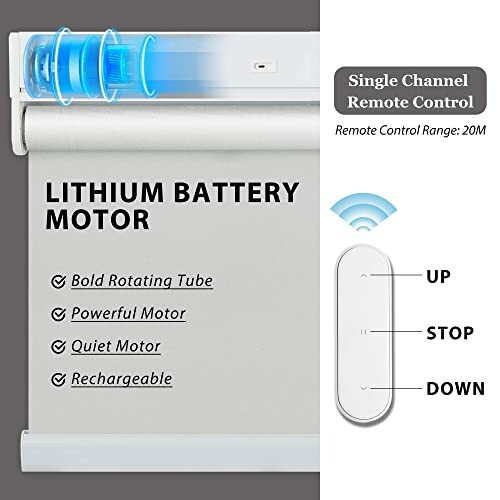 Lithium battery motor with remote control features.