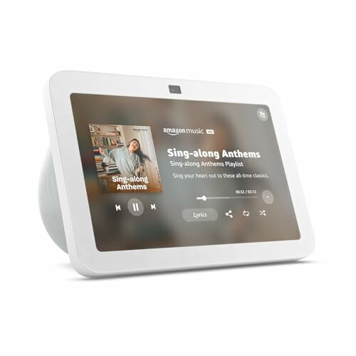 Smart display showing Amazon Music with sing-along anthems