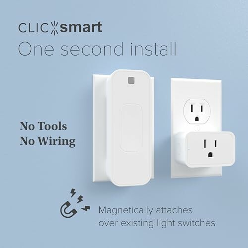 Magnetic smart light switch cover with outlet plug, no tools required.