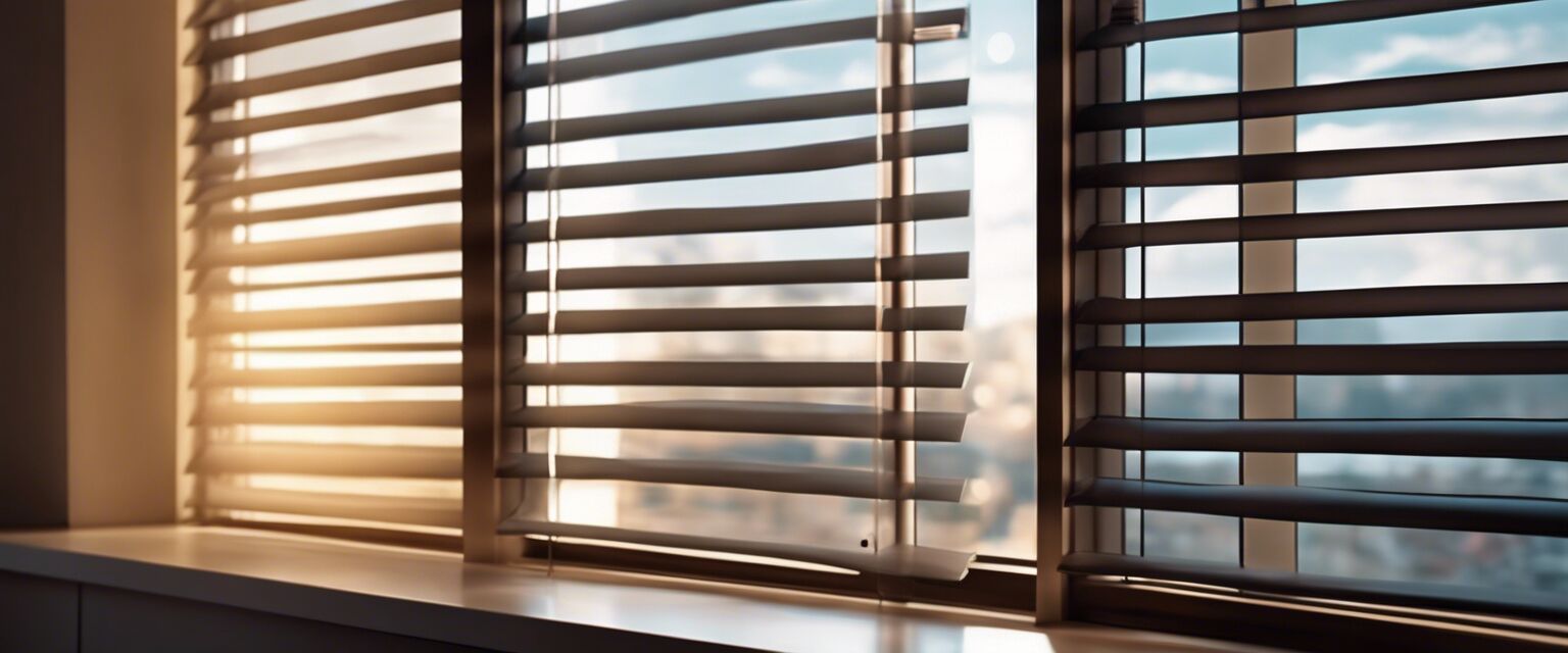 Smart window shades controlled by a smartphone.