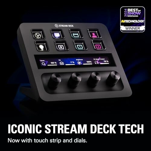 Stream deck with touch strip and dials, award-winning design