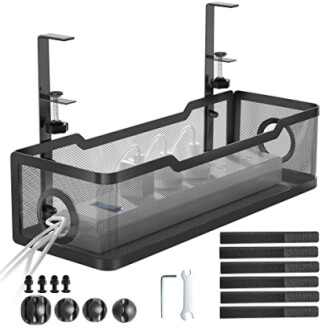 Under Desk Cable Management Tray Black