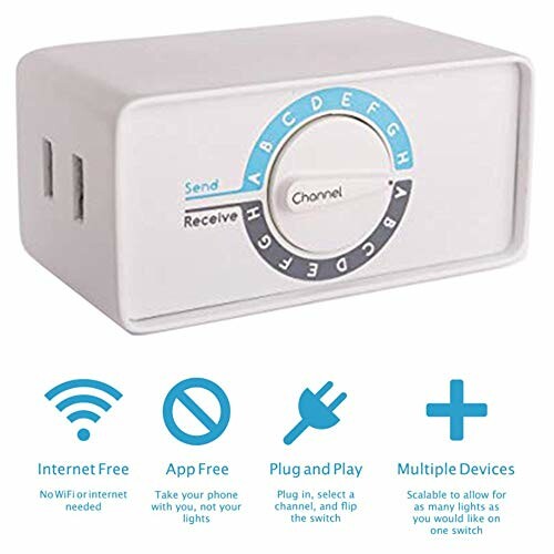 Wireless light switch controller with channel options.