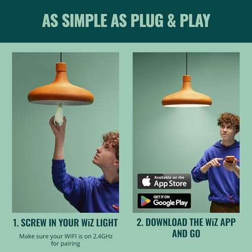 Instructions for setting up WiZ light with app download options.